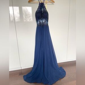 Blondie Niles by Stacy Sklar navy blue prom dress six Small
